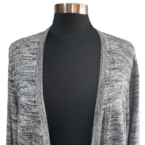 Talbots Gray Space Dye Long Line Open Front Cardigan Size XL Fall Casual Career - Picture 2 of 7